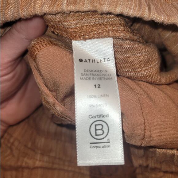 Athleta Cabo Linen 4” Shorts Size 12 Beige Lightweight Beachwear EUC - Picture 6 of 11